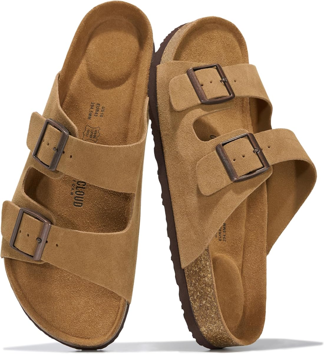 Sandalias para hombre Project Cloud, chanclas para hombre 100% cuero genuino (Heritage) | Plantilla de espuma viscoelástica y plantilla de corcho para hombre, calzado, sandalias antideslizantes de verano para hombre y sandalias ligeras para hombre