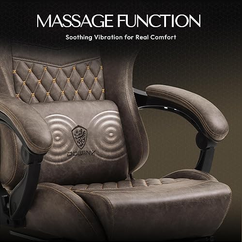 Miniatura 4 de Dowinx Silla de juegos grande y alta, silla ergonómica para computadora con reposapiés y soporte lumbar de masaje, respaldo alto, cómoda silla de