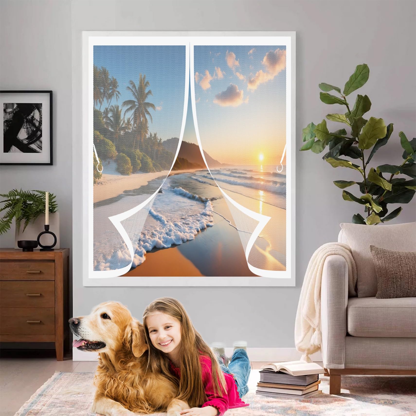 Moustiquaire aimantée 110x94 rideau fenêtre blanc sans perçage maille ultra fine