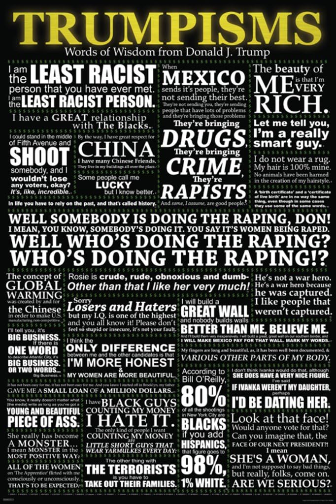 Pyramid America Trumpisms Words of Wisdom From Donald Trump Funny Quotes Cool Wall Decor Art Print Poster 24x36