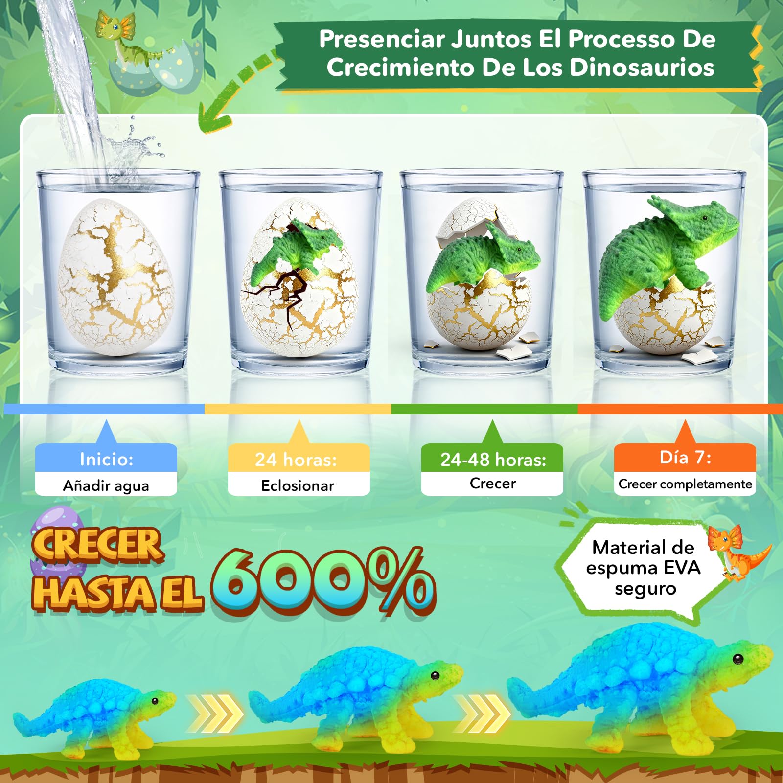 JONRRYIN Dinosaur Eclosionando Huevos Arcoíris - Pack de 12 Juguetes Dino Dinosaur Dragon Eggs para Niños y Niñas, Caja Sorpresa Eclosión, Regalos para Cumpleaños y Pascua, Edades 3 4 5 6 7 8 Años