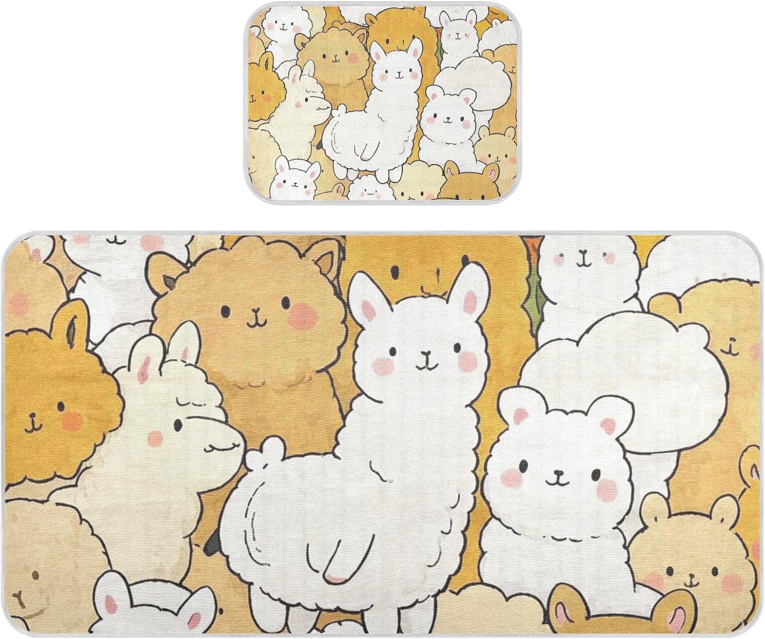 Cute Cartoon Alpaca Cooling Baby Mattress Protector Crib 28" x 52" Washable Bed Pads for Adults for Baby&Toddler