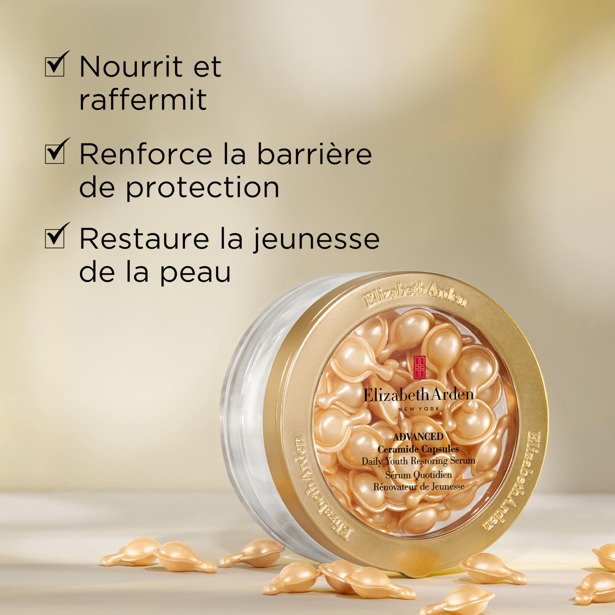 Elizabeth Arden, Advanced Ceramide Capsules, Sérum Quotidien Rénovateur de Jeunesse, Soin Skincare, Sérum Triple Effet Anti-Âge, Lutte contre les rides et ridules, Répare et Hydrate