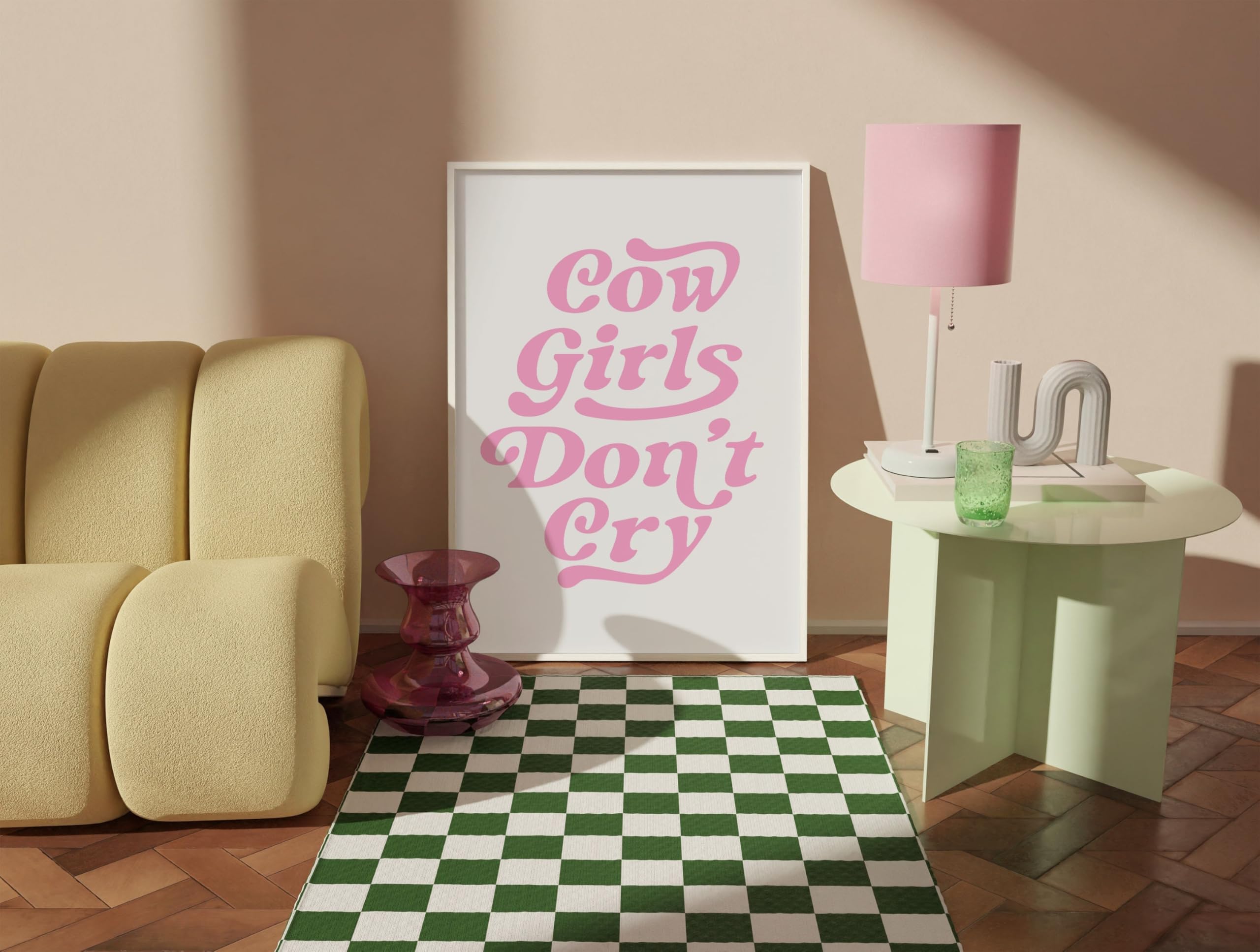 Cowgirls Don'T Cry Print Wall Art Pink Cowgirl Aesthetic Poster Preppy Aesthetic Pink Wall Art Western Decor For Dorm Cowgirls Don'T Cry Print Poster,