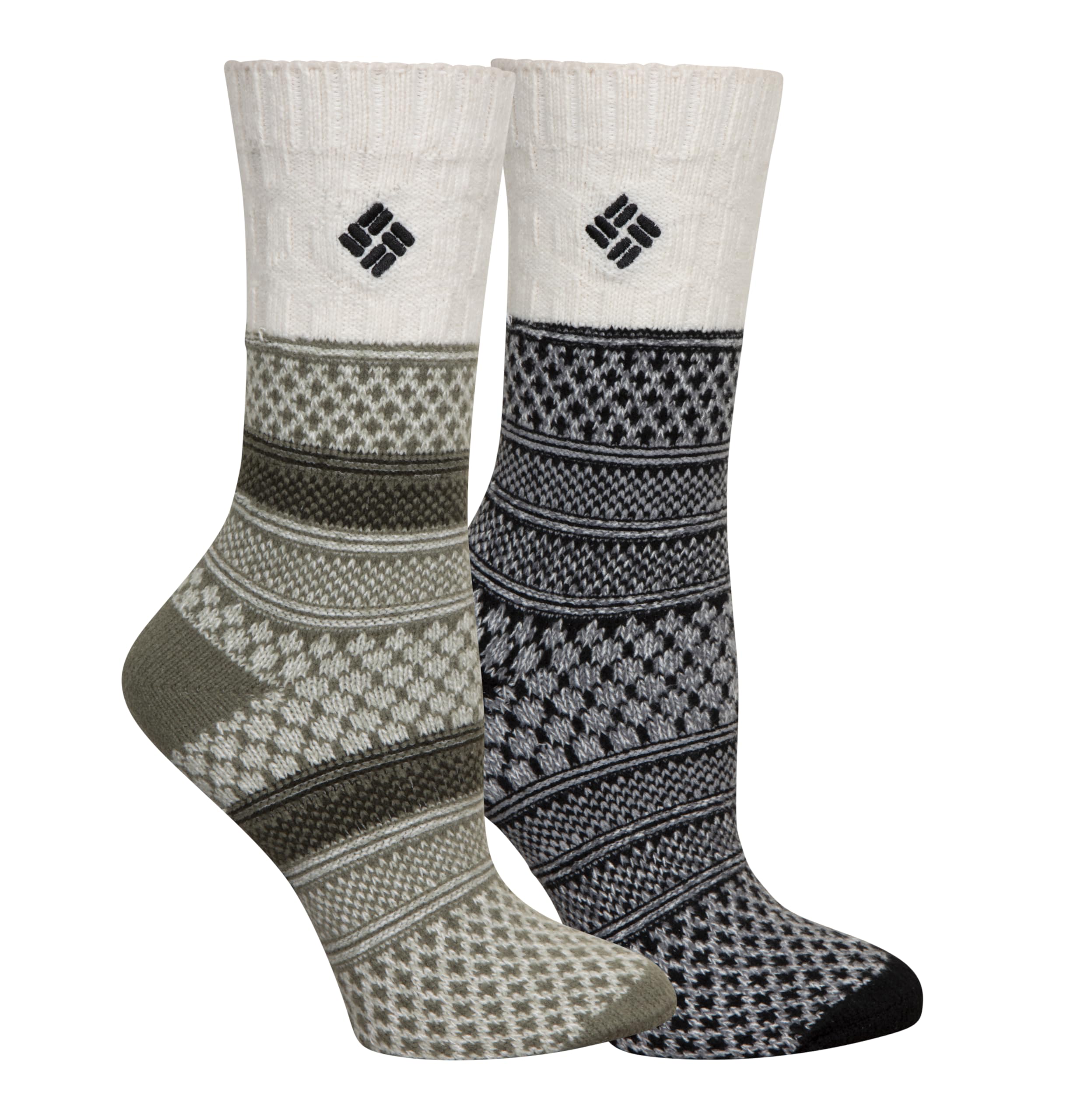 Columbia Women's Super Soft Micro Poly Texture Crew Socks 2 Pair, St. Green/Charcoal, One Size