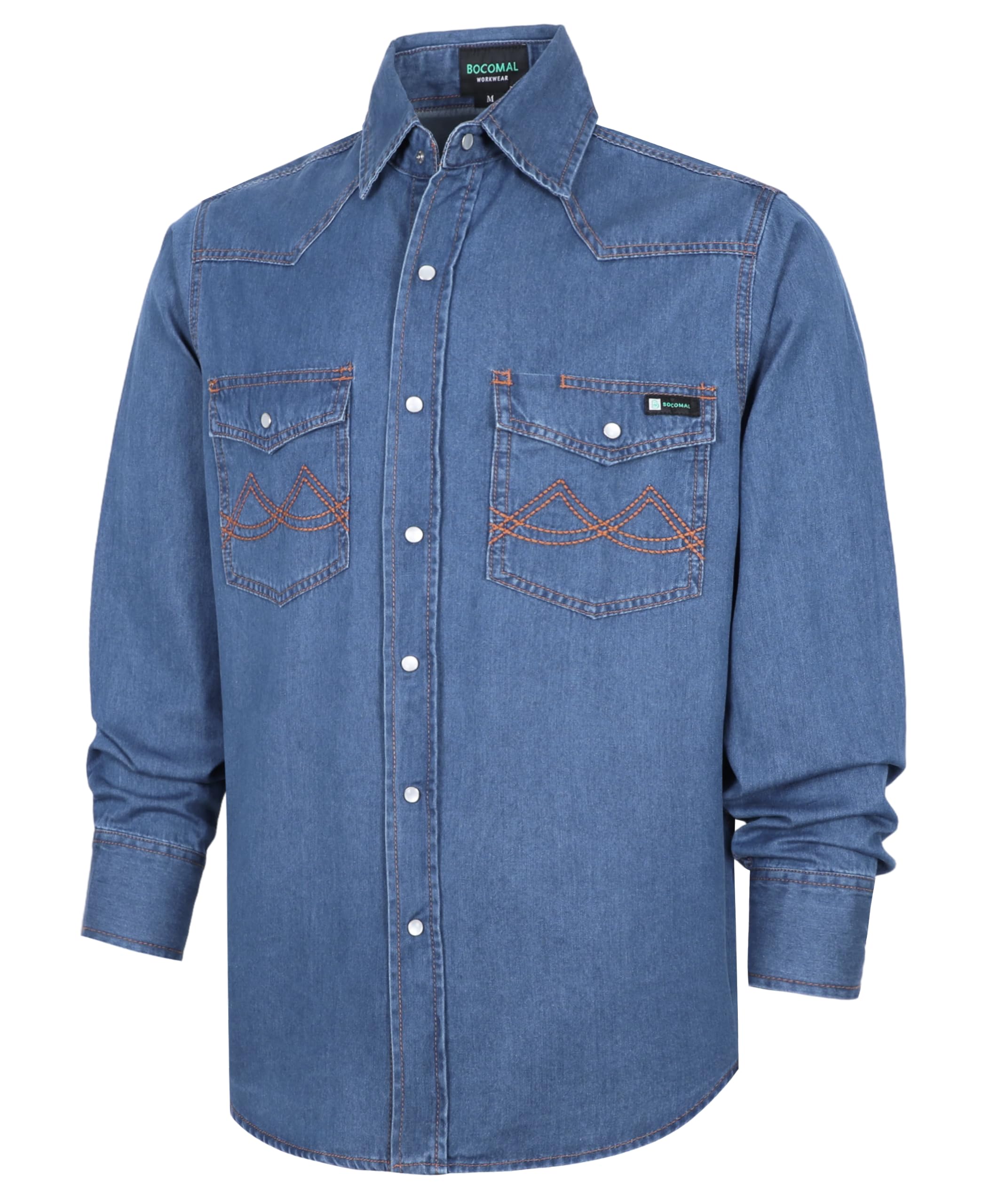 BOCOMAL Men's Denim Work Shirt