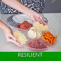 Vista 7 de Plasticpro Bandeja de servir redonda de plástico de 6 secciones/platos 6 secciones Transparente Paquete de 8