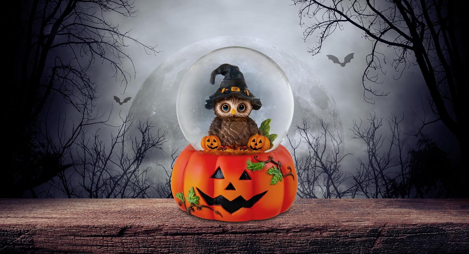 Halloween Owl Musical Water Globe by The San Francisco Music Box