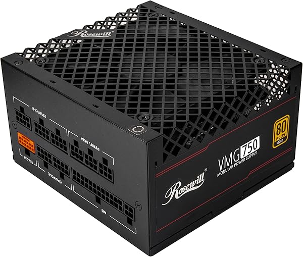 Rosewill VMG 750W 80+ Gold, ATX 3.0 & 3.1 Compatible, Full Modular Low-Noise Power Supply, PCIe 5.1 12V-2x6 Connector, 100% Japanese Electrolytic Capacitor, 120mm FDB Silent Fan - 5 Year Warranty