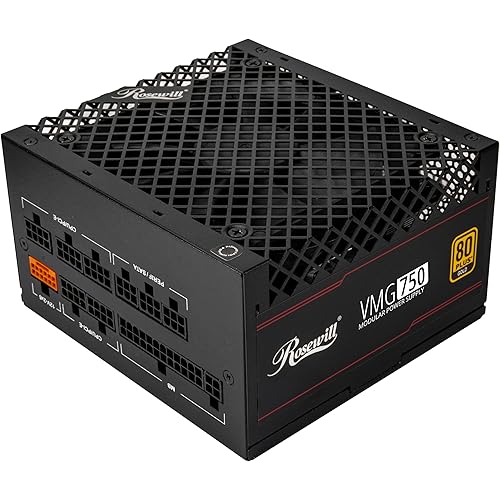 Rosewill VMG 750W 80+ Gold, ATX 3.0 & 3.1 Compatible, Full Modular Low-Noise Power Supply, PCIe 5.1 12V-2x6 Connector, 100% Japanese Electrolytic Capacitor, 120mm FDB Silent Fan - 5 Year Warranty