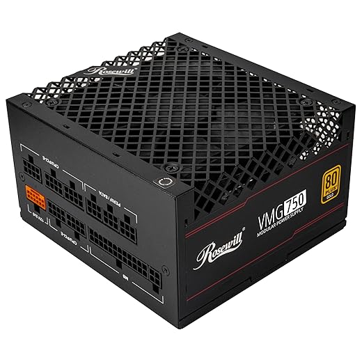 Rosewill VMG 750W 80+ Gold, ATX 3.0 & 3.1 Compatible, Full Modular Low-Noise Power Supply, PCIe 5.1 12V-2x6 Connector, 100% Japanese Electrolytic Capacitor, 120mm FDB Silent Fan - 5 Year Warranty