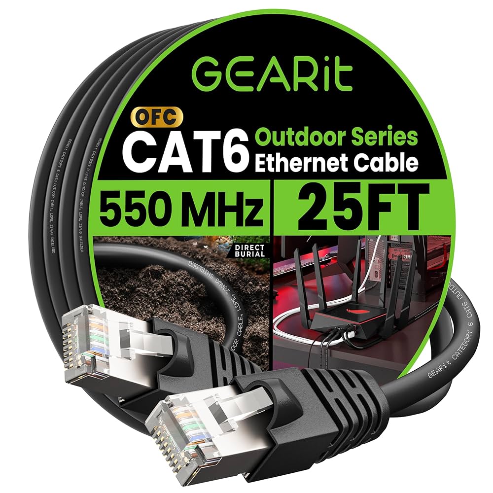 Amazon.com: GEARit Cat6 Outdoor Ethernet Cable (25ft) 23AWG