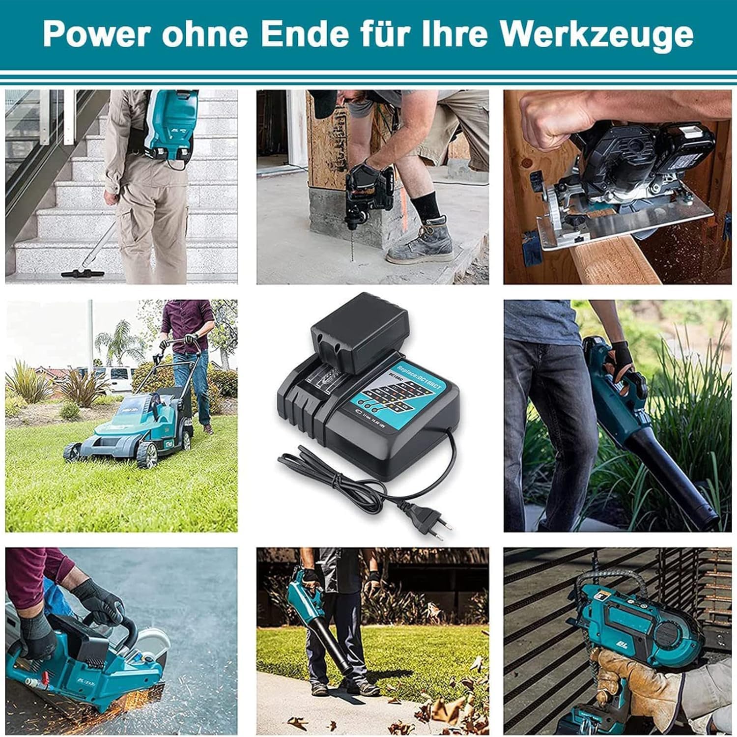 Ersatzakku für Makit Akku 18V 2X 5500mAh Ersatzakku Kompatibel mit 18V Akku mit DC18RC Ladegerät Kompatibel mit BL1860 BL1860B BL1850 BL1850B BL1840 BL1830 BL1820 LXT400