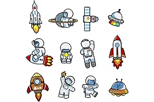 12Pcs Astronaut Rocket Embroidered Applique Patches for Out-of-World Clothing and Accessories