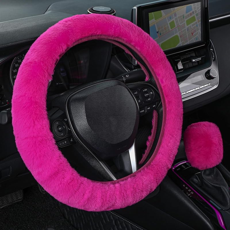Capa de Pelúcia para Volante e Câmbio SEG Direct Magenta, 2 peças