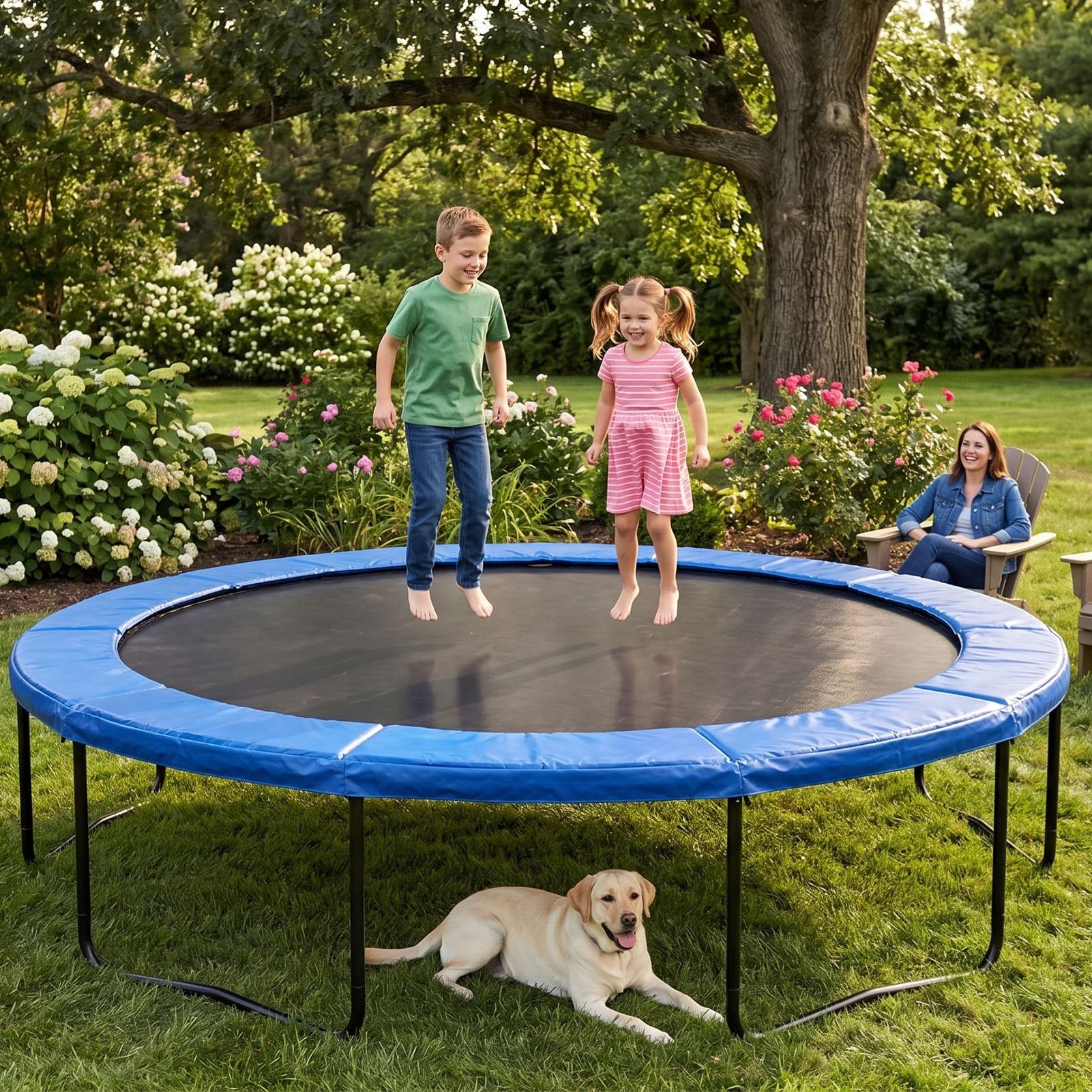 XUMIUZIY 12-stopowy Okrągły Pad Ochronny do Trampoliny, Pokrywa na Sprężyny