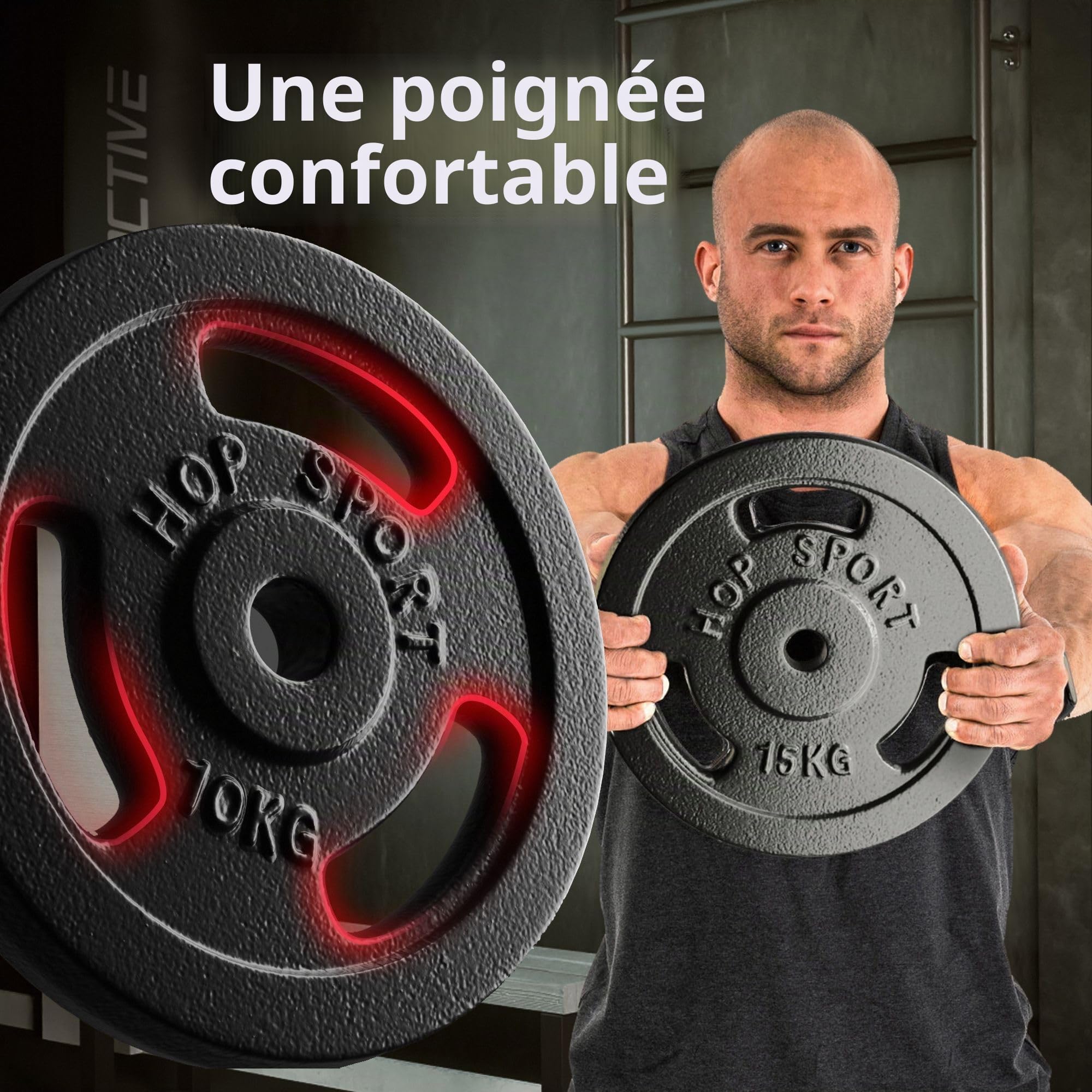 HOP-SPORT® Disques de poids en fonte 20, 30, 40 kg au choix, Ensemble de disques d'haltères, Set de plaques avec alésage 30/31 mm pour Musculation et Haltérophilie
