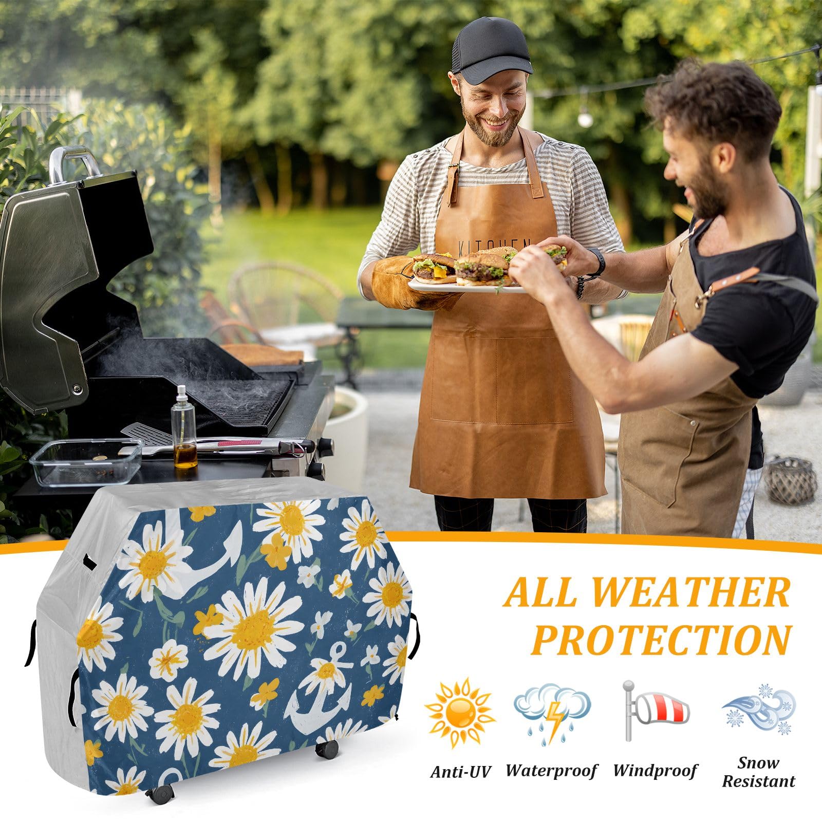 Anchors Daisy - Funda para barbacoa impermeable y resistente al aire libre