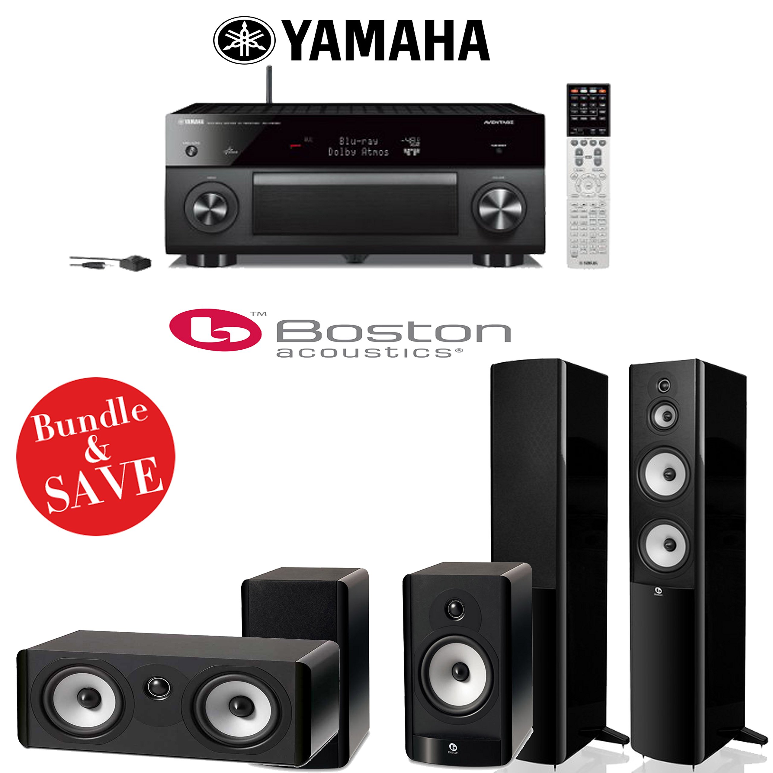 Yamaha AVENTAGE RX-A3050 9.2-Channel Network AV Receiver + Boston Acoustics A360 + Boston Acoustics A26 + Boston Acoustics A225C - Bundle