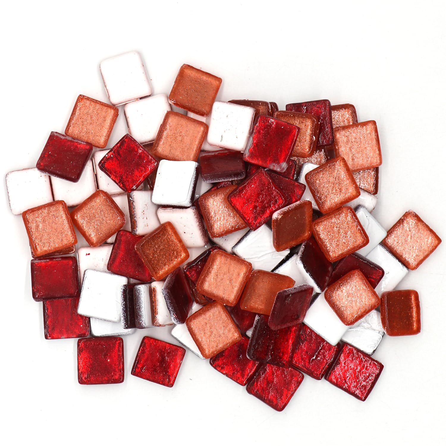 Sweven Art Mosaic Tiles, 15x15mm Square, 4mm Thick, Textured Surface Tiles, Red & Orange Color (Pack of 200Gms)-image-11