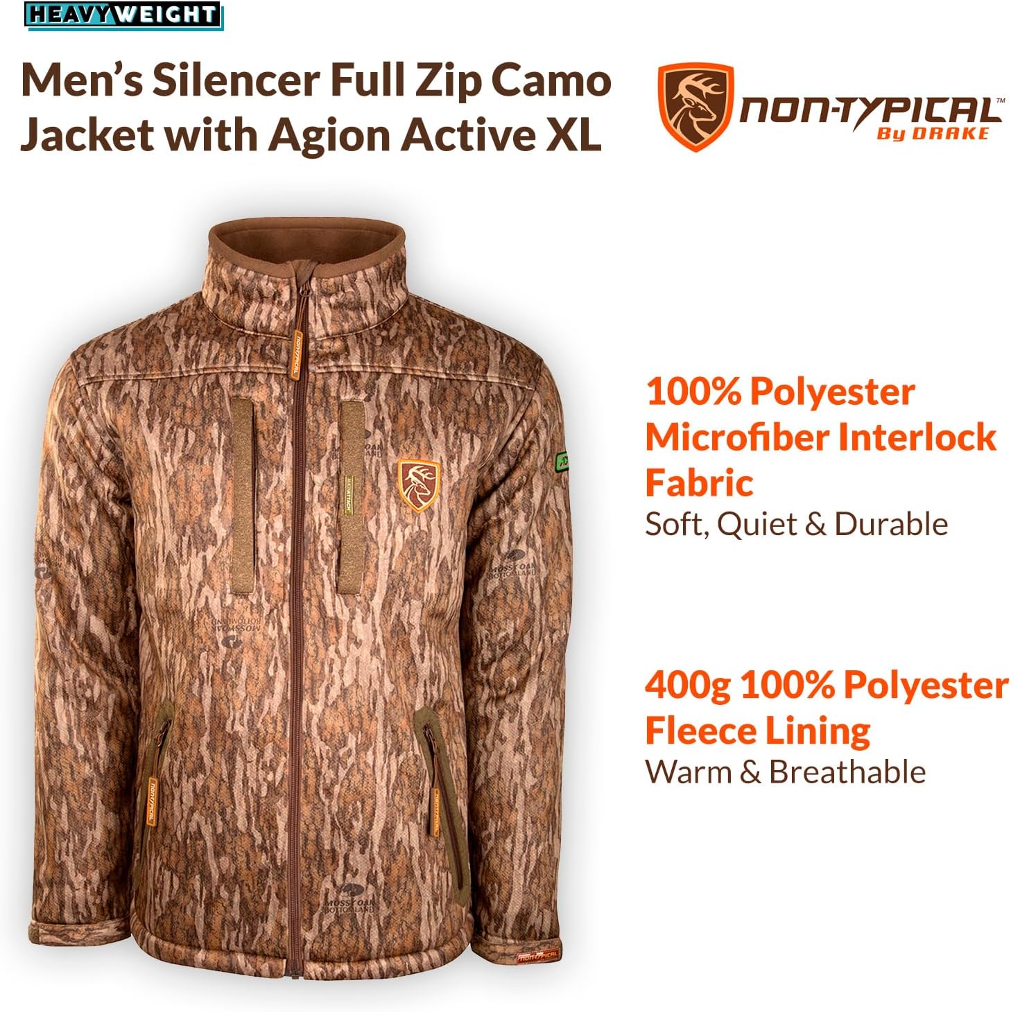 Drake Waterfowl Men's Standard Silencer Camo with Agion Full Zip Hunting Jacket