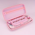 PlayVital Carrying Case for Nintendo Switch & Switch OLED, Portable Pouch Storage Handbag Travel Bag Protective Hard Case for Switch Console w/Thumb Grip Caps & Game Card Slots