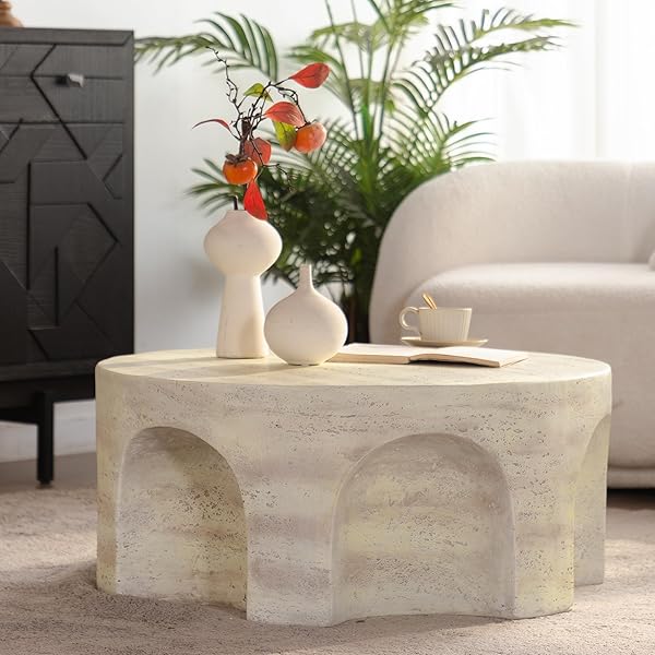 Round Stone Table with Arched Base