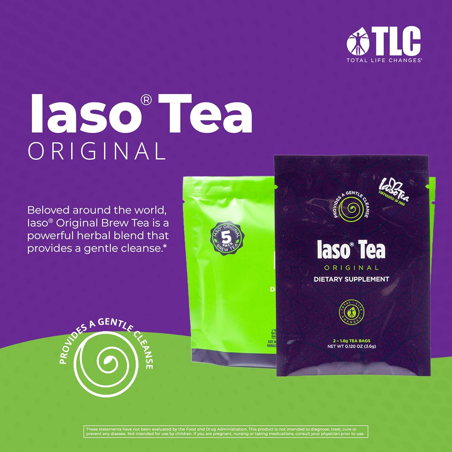 Iaso Brewed Tea (Original) - TLC Cleansing Tea & Refreshing Drink Formula for Balanced Lifestyle - 10 Convenient Sachets (5 Packs)