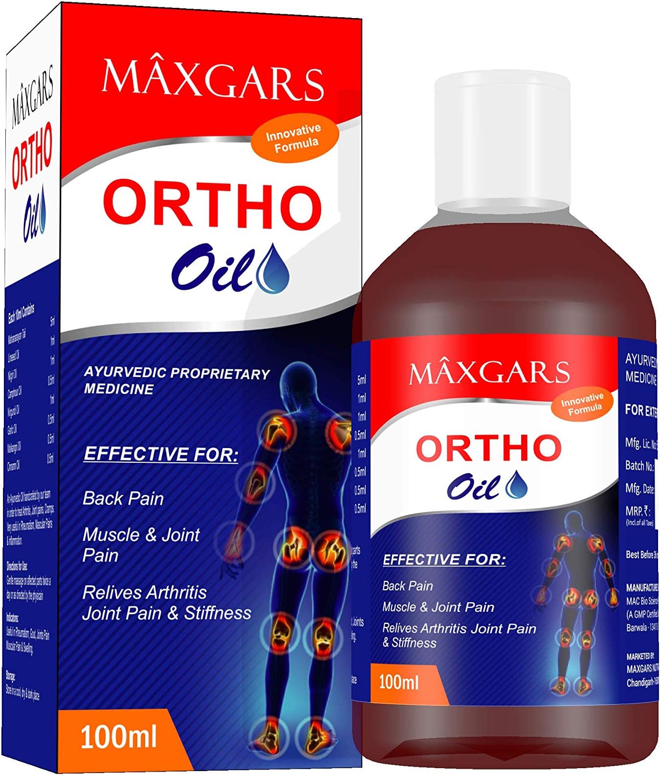 Maxgars Ortho Oil - Joint Pain and Muscle Pain Relief Massage Oil (100 ml)