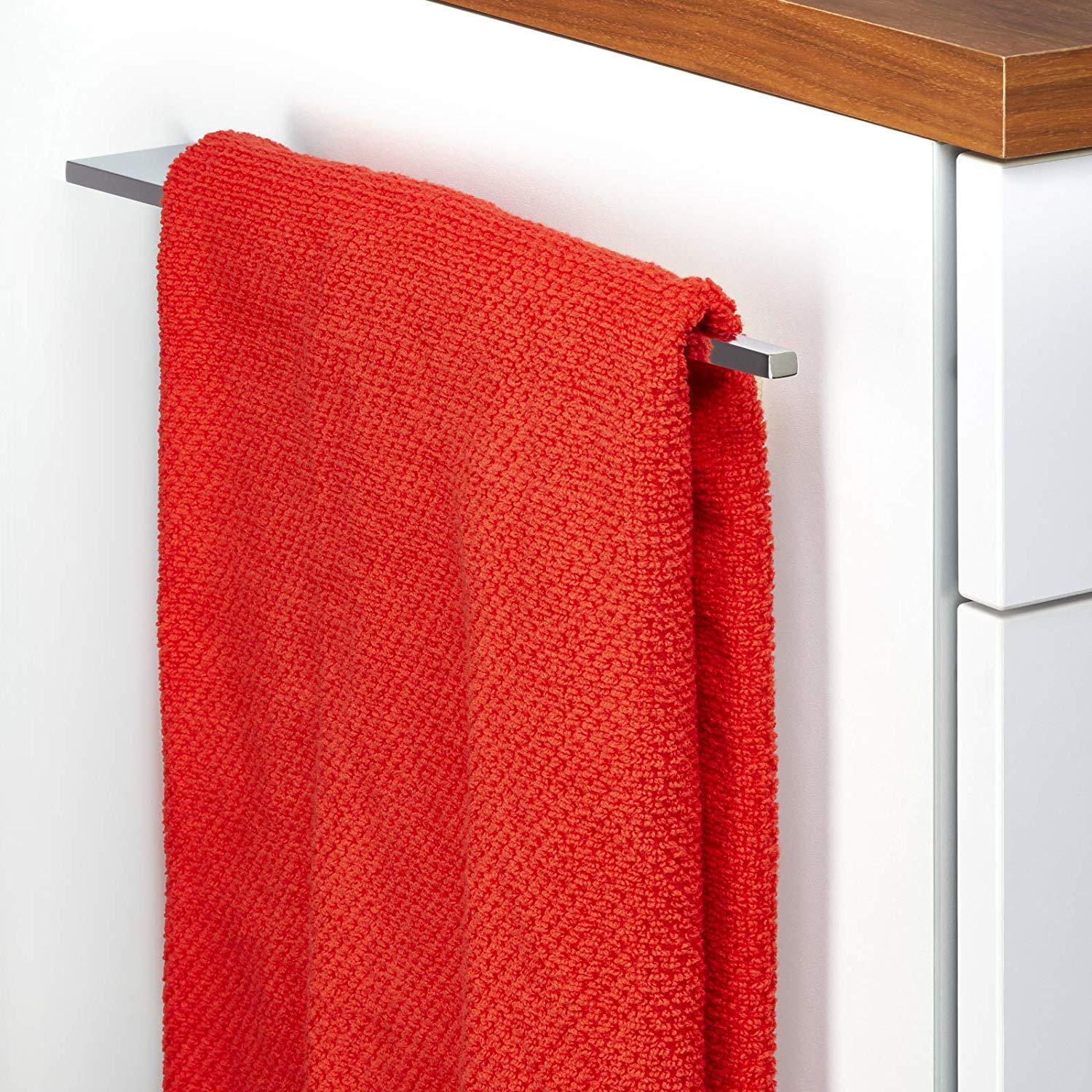 SOTECH 2 pièces Porte-serviettes PARAT pour montage sur armoire Aluminium massif chromé poli Longueur : 400 mm Hauteur : 50 mm Largeur : 10 mm Entraxe 64 mm