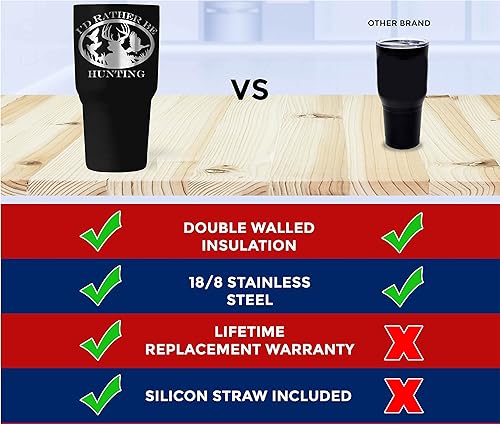 Miniatura 6 de Flaskimo Regalos para cazadores  Vaso de 30 onzas con tapa deslizante y popote de silicona, grabado en ambos lados, taza de cazador de ciervos,