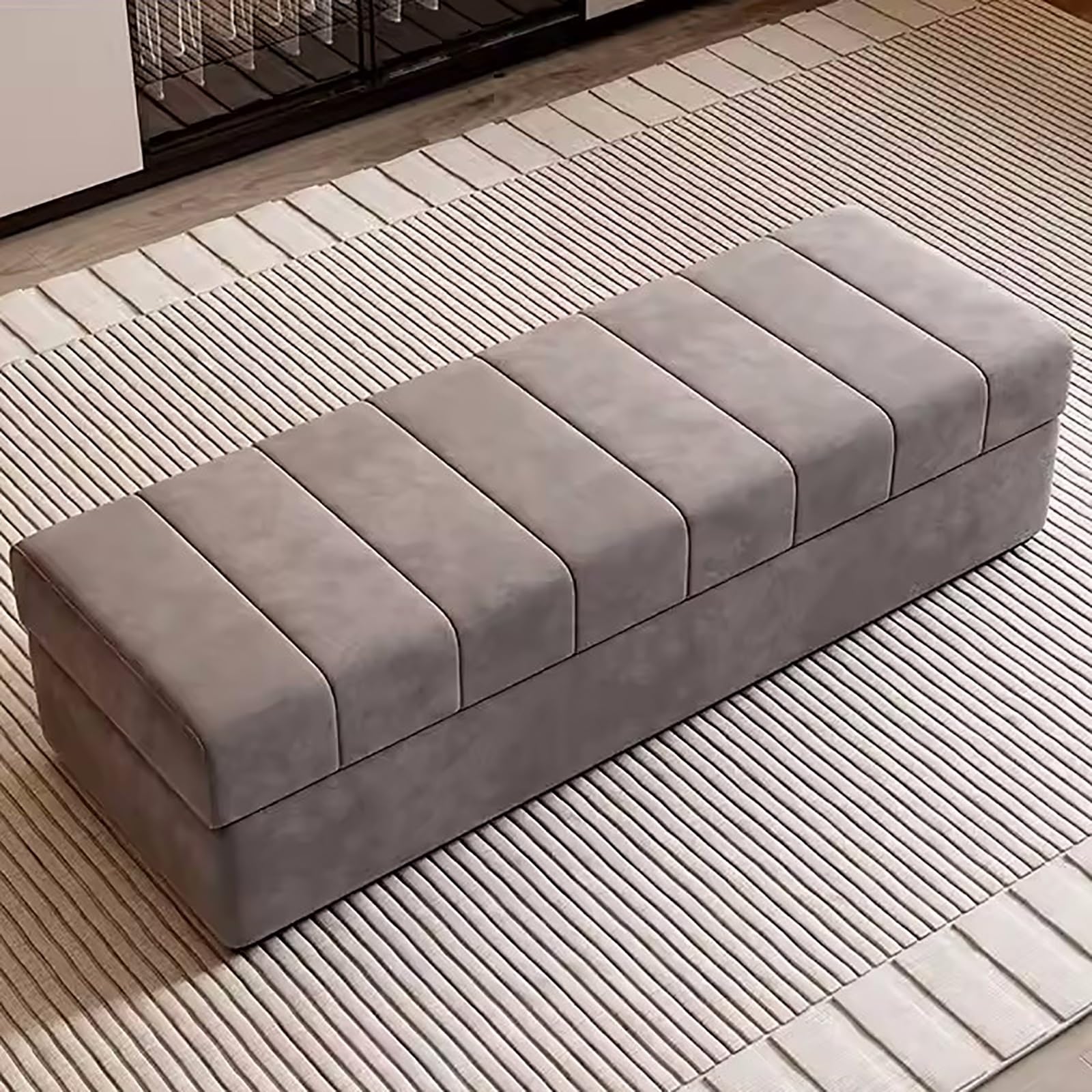 LUUYYI Banco de almacenamiento moderno de madera maciza para entrada, diseño de gama alta, elegante sofá pequeño, solución para el hogar (gris oscuro, 110 cm)