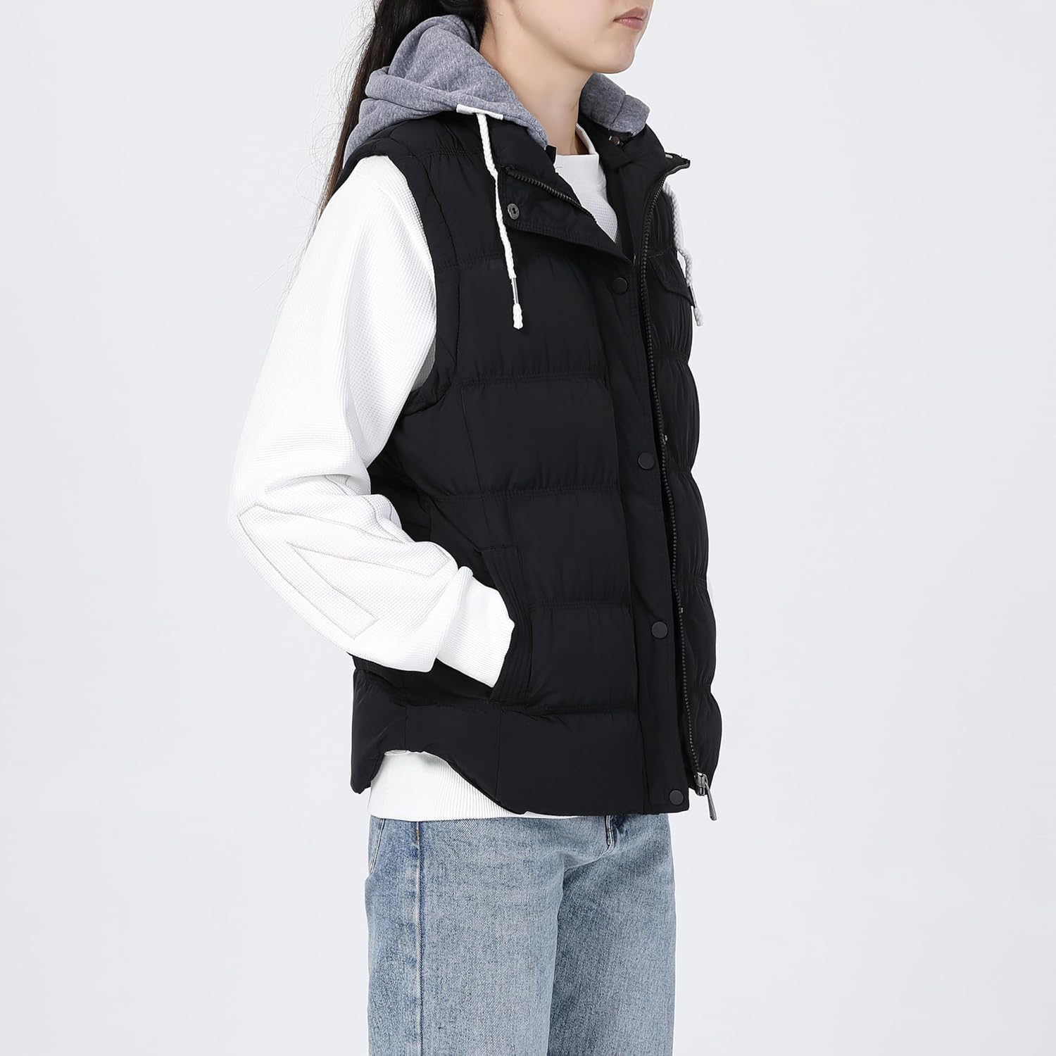 Women's Outdoor Winter Puffer Vest, Sleeveless Jacket with Padded and Detachable Hood - Image 5