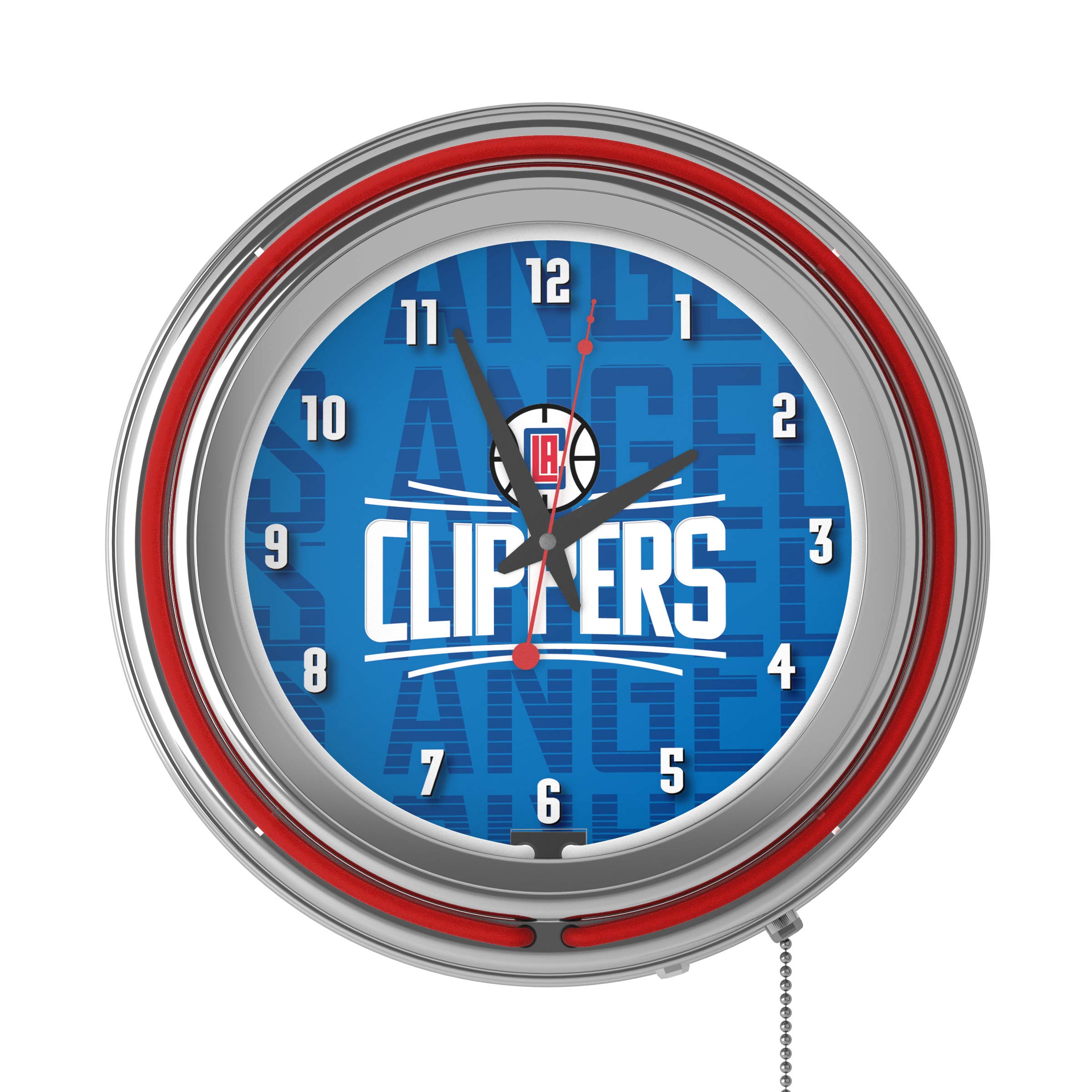Trademark Gameroom NBA Chrome Double Rung Neon Clock - City - Los Angeles Clippers