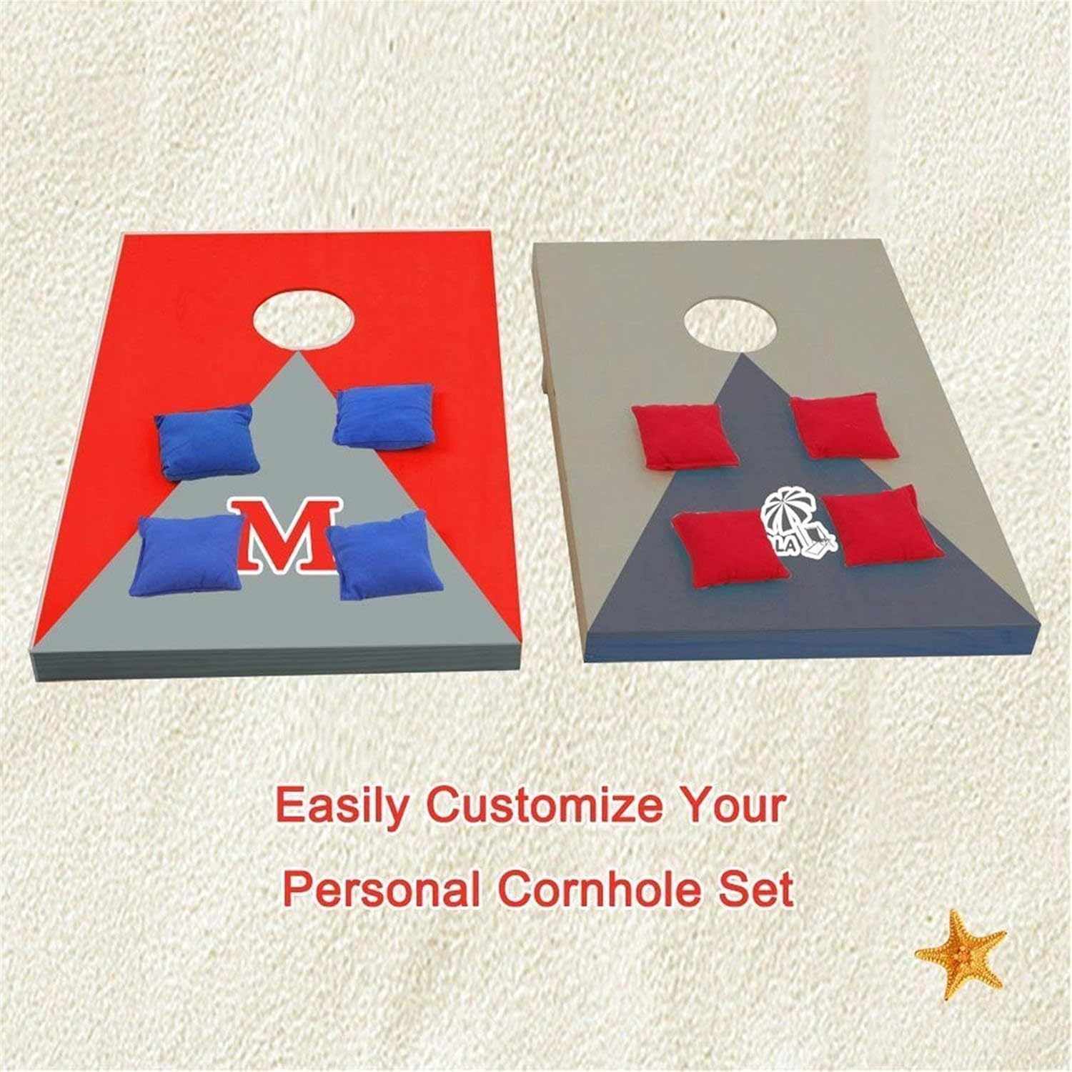 F2C Portable Wooden Framed Bean Bag Cornhole Toss Game Set Board 4FT 2FT W/ 8 Bean Bags& Carrying Case| Original Black, Classic Red& Blue to Choose (Natural Wood 4FTX2FT)