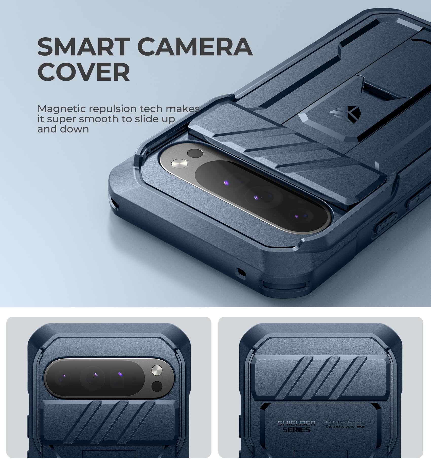 Dexnor for Google Pixel 9 Pro XL Case with Built-in Slide Camera Cover & Screen Protector & Kickstand - Image 3