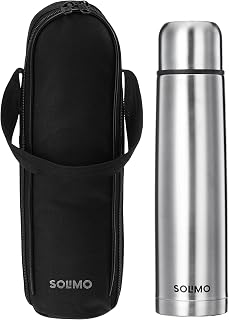 Amazon Brand - Solimo Stainless Steel Insulated 24 Hours Hot or Cold Bottle Flask with Flip Lid and Cover, 1000ml, Silver Price In India