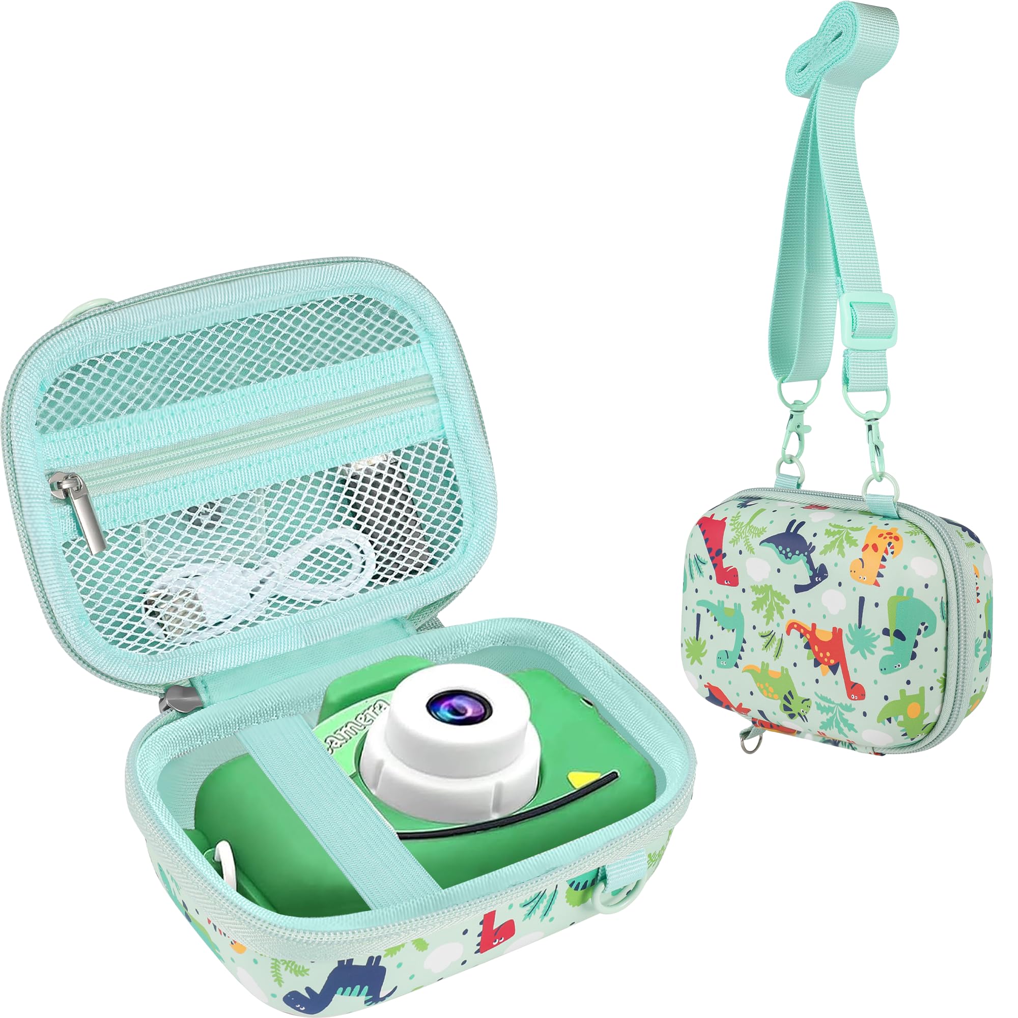 Leayjeen Kids Camera Case Compatible with Goopow/Mgaolo/HOOMOON/Hangrui Kids Camera Toys and Children Digital Video Camcorder Camera,Best Christmas and Birthday Gifts -Green Dinosaur(Case Only)