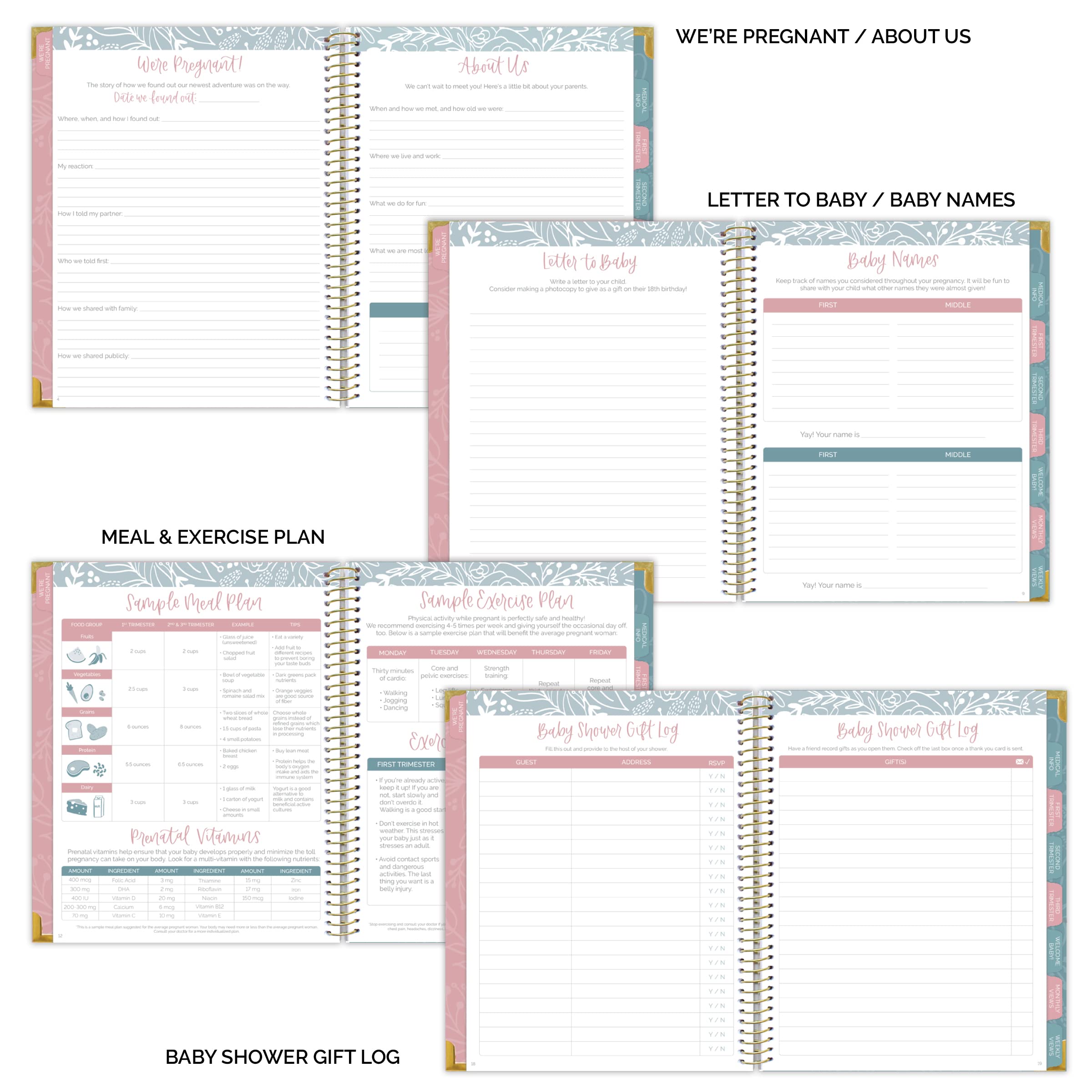 bloom daily planners Nowy kalendarz ciążowy i na pierwszy rok dziecka, planer i pamiętnik z naklejkami, twarda okładka, organizer, do scrapbookingu, bez daty, 20 x 25 cm, The Story of You