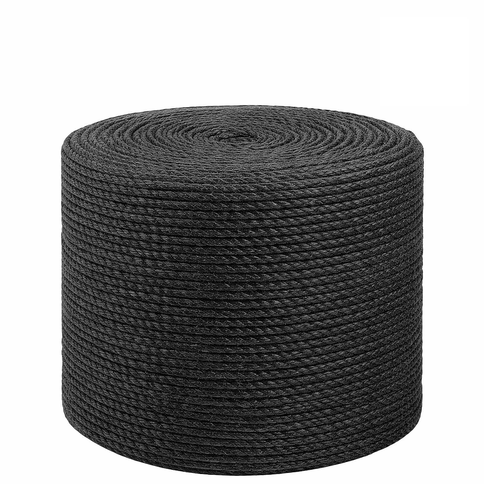 Corde en Jute 8 mm Noire, 100% Fibres Naturelles Torsadees 3 Brins