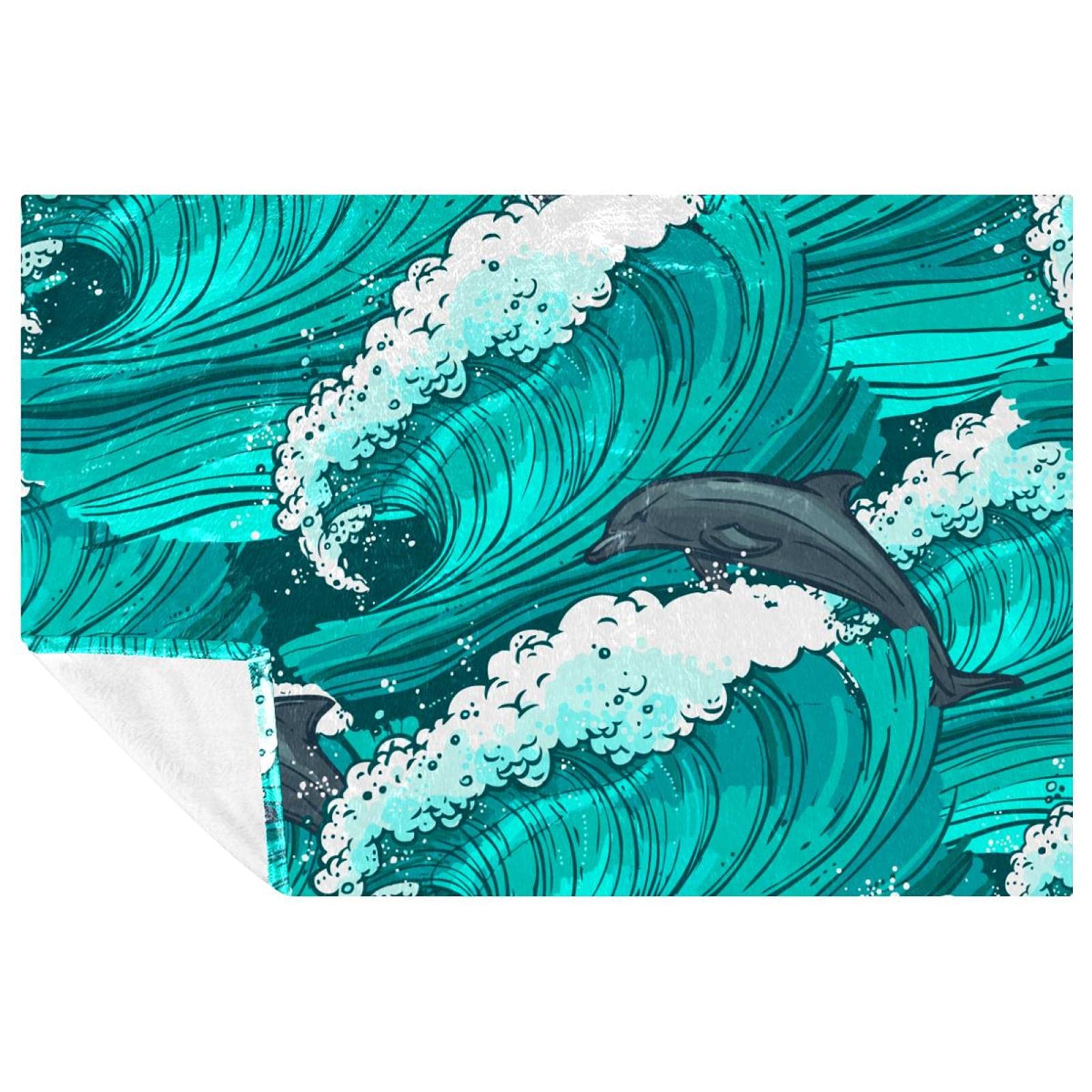 Couverture chaude vagues bleues plaid dauphin isolant thermique