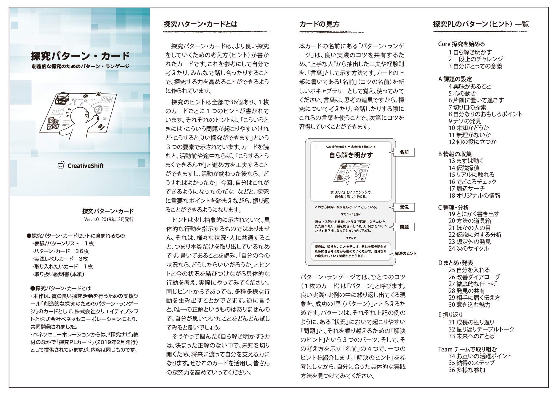 探究パターンカード4個　CreativeShift Amazon.co.jp: クリエイティブシフト 探究パターン・カード : ホビー