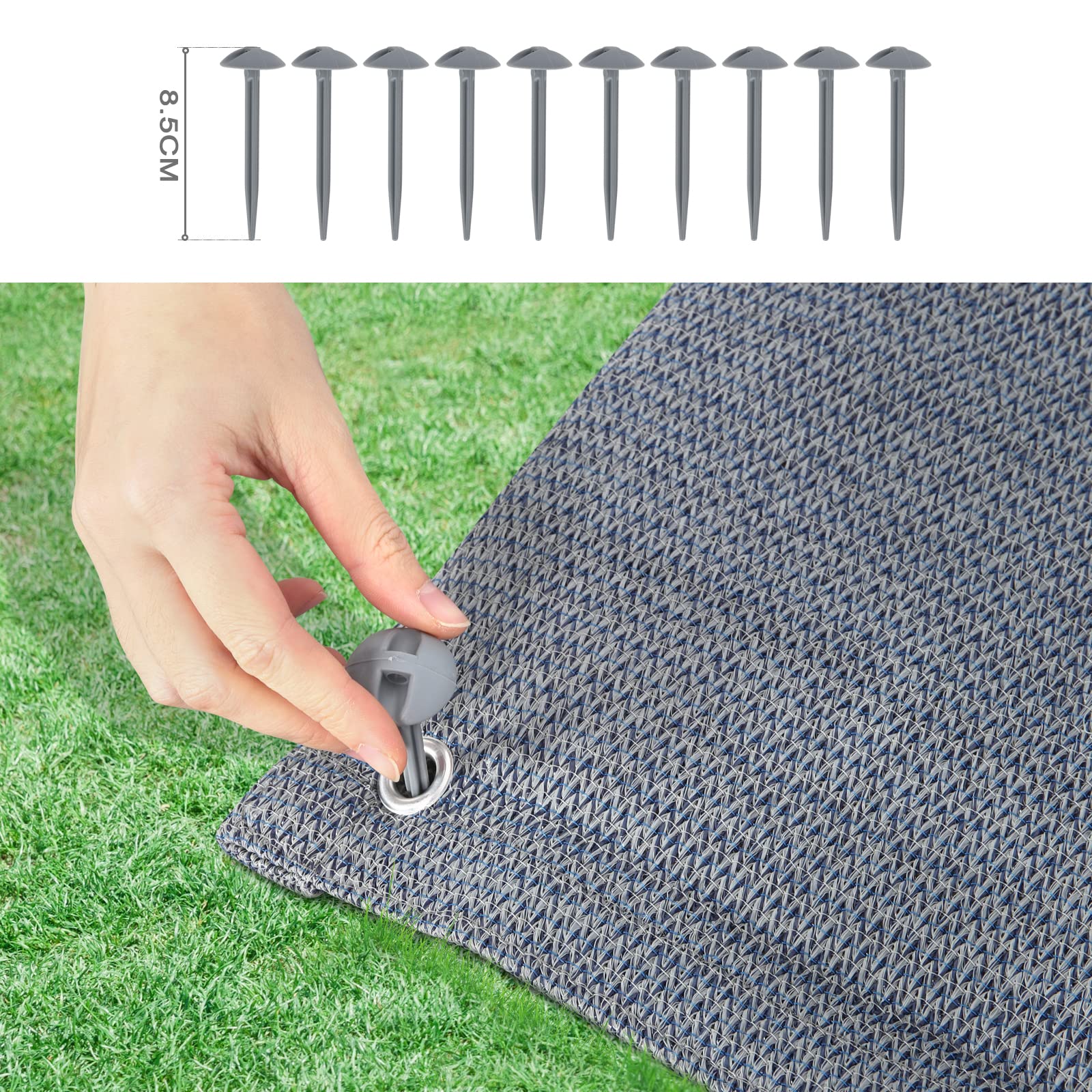 Laneetal Telo per Tenda Campeggio, Coperta da Picnic Idrorepellente in HDPE, Stuoia da Campeggio per Veranda con 16 Picchetti e 1 Borsa di Trasporto, 300x400 cm, Grigio Blu