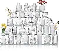 Vista 13 de Juego de jarrones de vidrio para brotes de 30 piezas, pequeños jarrones de flores, jarrones de vidrio para centros de mesa, jarrones de brotes