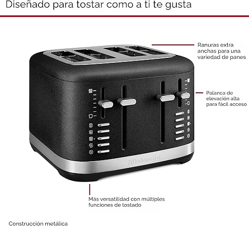 Miniatura 4 de KitchenAid Tostadora de 4 rebanadas, KMT4109BK, hierro fundido negro