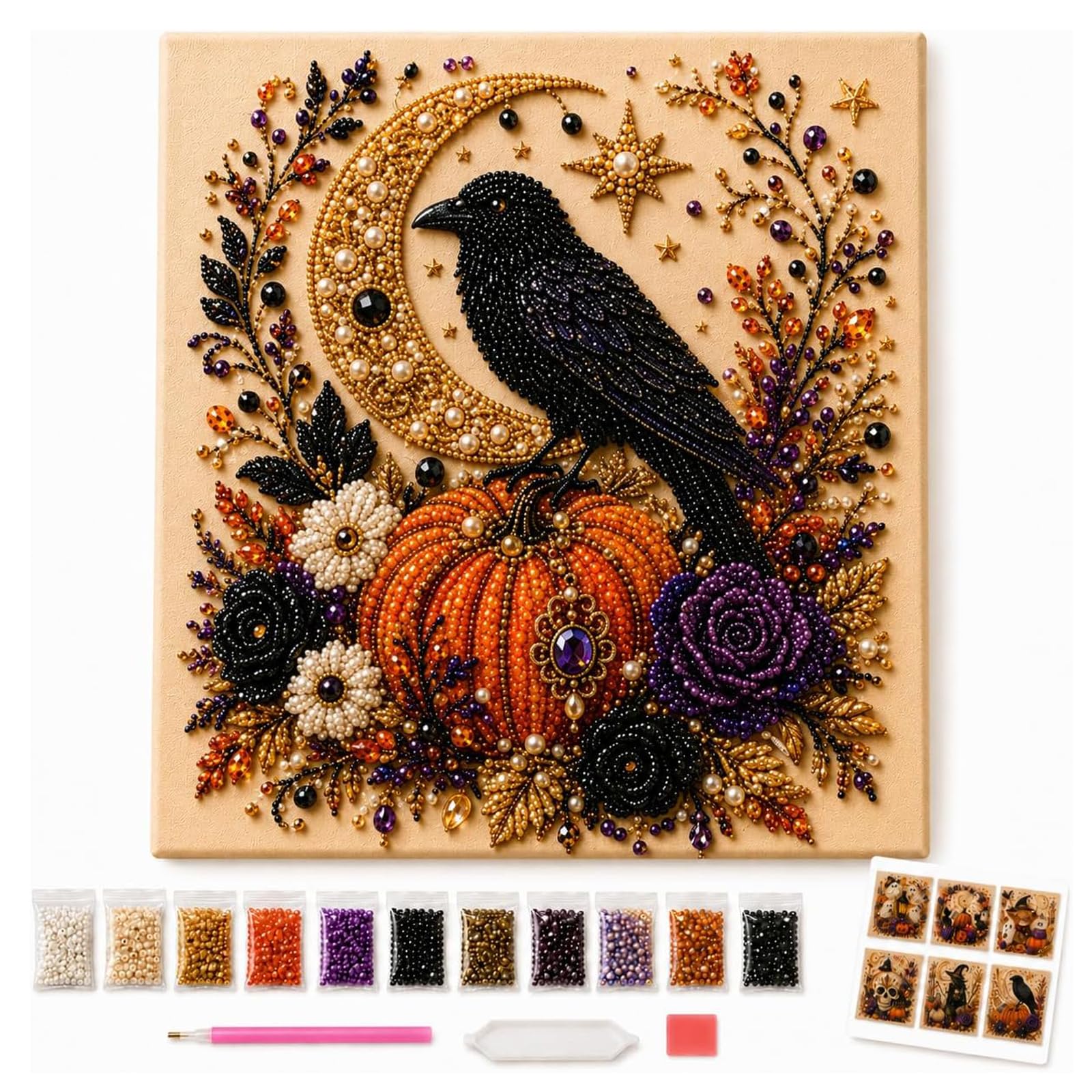 kaelwvn Halloween Ghost Pearl Diamond Art DIY Kit,3D Diamond Painting Crafts Kit (F)