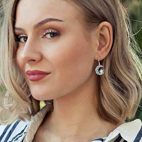 Miniatura 3 de Moon Dangle Earrings 925 Sterling Silver Crescent Moon Earrings for Women Birthday Festival Jewelry Gifts