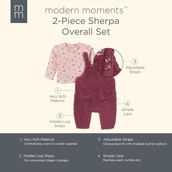 Modern Moments by Gerber Baby 2 Piece Microplush Overall Set