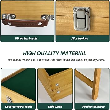 Mahjong Table Foldable, Portable Mahjong Table, Travel Mahjong Table, for Household & Travel