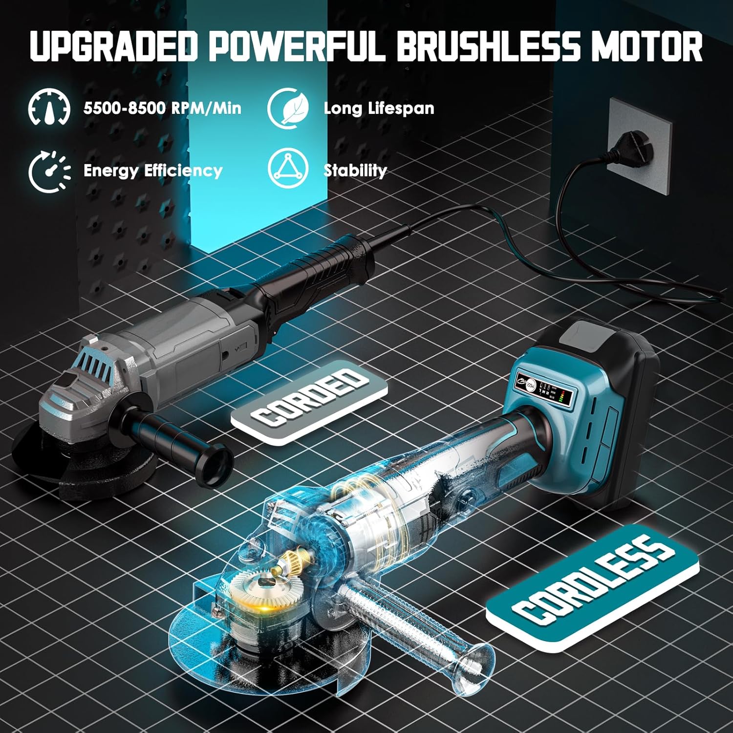 Cordless Angle Grinder Compatible with Makita 18v Dominican